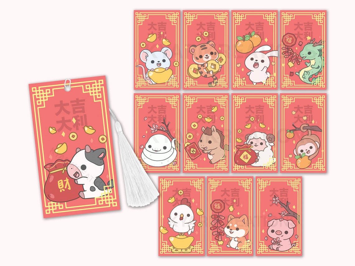 Lunar New Year Bookmarks Year Of The Ox 2021 Chinese Zodiac | Etsy