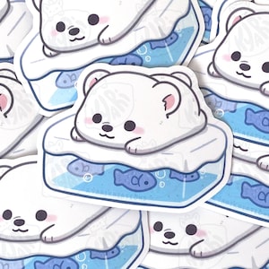 Pegatinas de oso polar relajante y bonitas, pegatinas de oso de hielo, pegatinas de vinilo resistentes al agua
