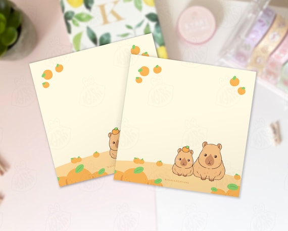 Cute Capybara Memo Pad, Citrus Capybara Notepad