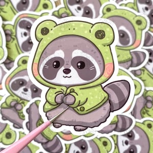 Leuke Froggy wasbeerstickers afbeelding 1