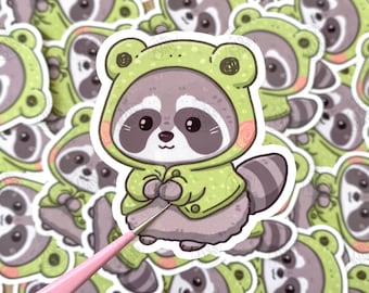 Cute Froggy Raccoon Stickers