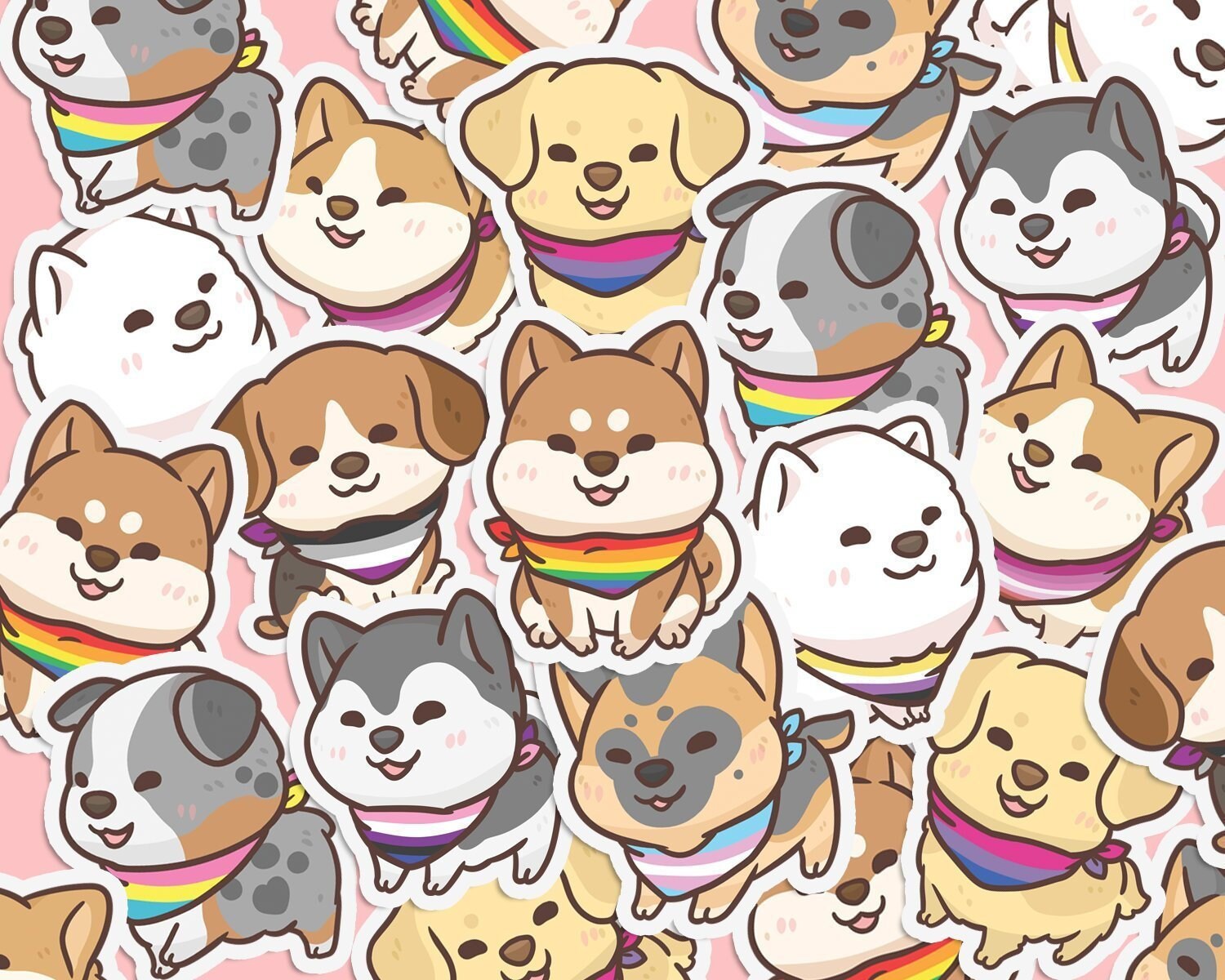 Pride Puppy Stickers Pride Dog Stickers LGBTQ Stickers Etsy