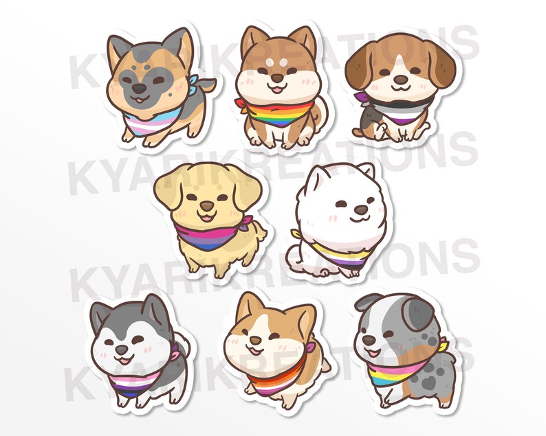 Pride Puppy Stickers Pride Dog Stickers LGBTQ Stickers Etsy