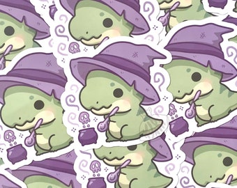 Witchcraft Dino Stickers, Cute Dinosaur Sticker, Cute Halloween Sticker