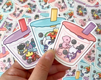 Legendary Poké Bubble Tea Stickers, Kanto and Johto Boba Tea Sticker, Cute Poke Stickers