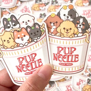 Autocollants chiot nouilles, autocollants chien mignon, autocollant vinyle Goldendoodle