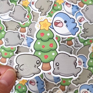 Söt haj julgransklistermärke, Holly Jawly jul, högtidshajklistermärken