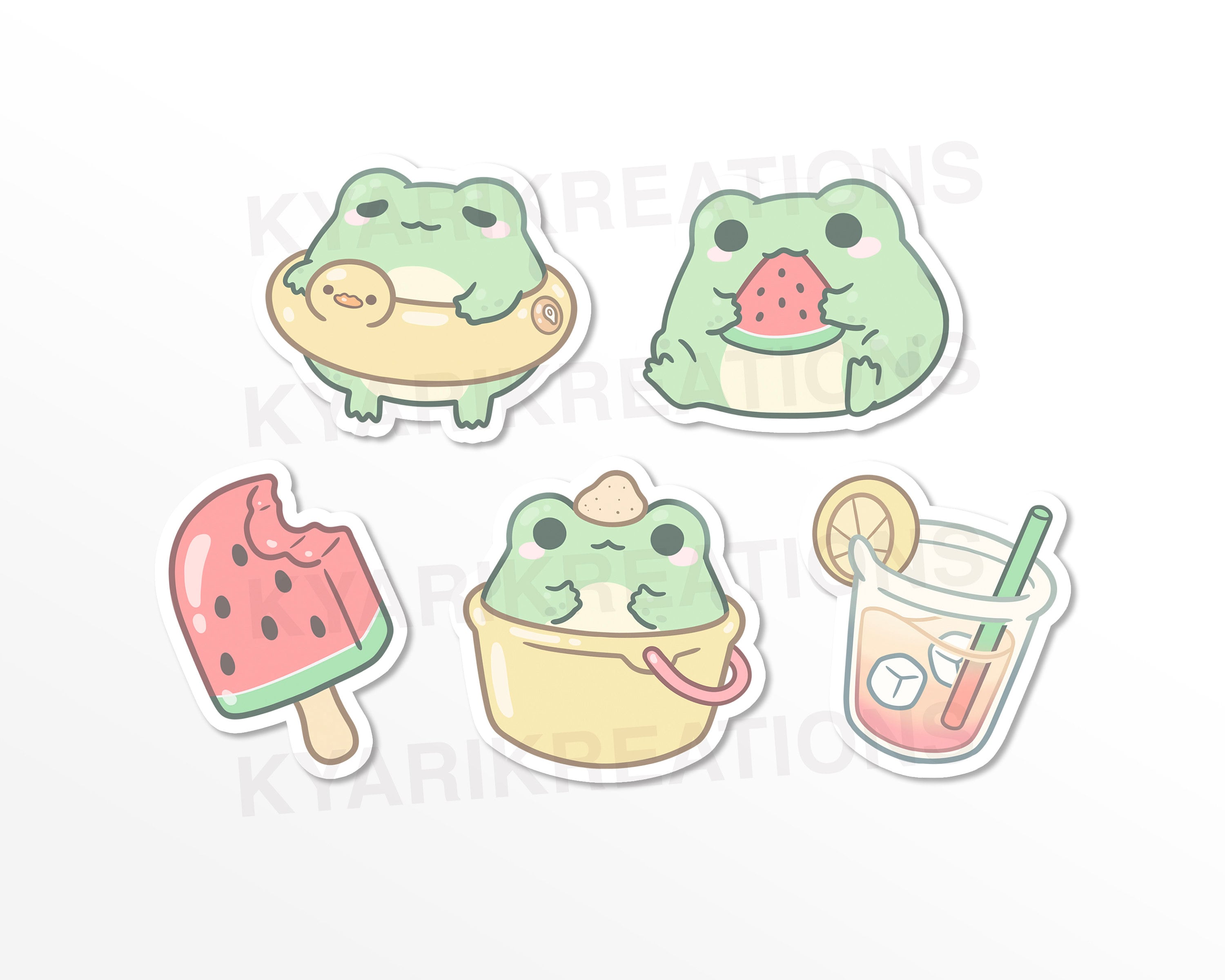 Cute Beach Frog Sticker Set 