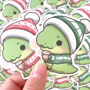 Winter Dino Stickers, Dinosaur in a Sweater Stickers
