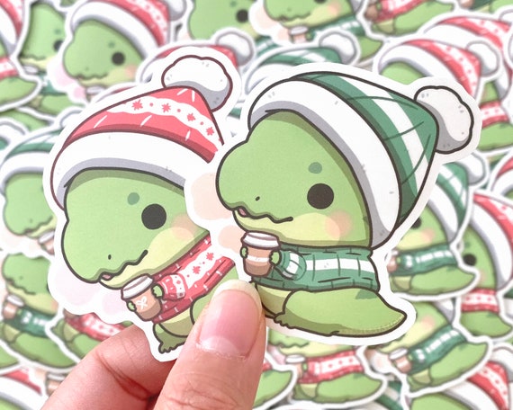 Winter Dino Stickers, Dinosaur in a Sweater Stickers
