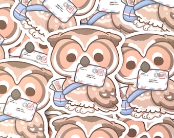 Happy Mail Owl Stickers, Cute Owl Sticker, Waterproof Vinyl Sticker