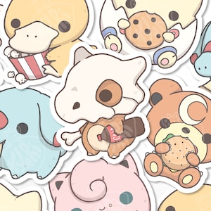 Cute Poké Snack Stickers, Kawaii Poke Food Stickers