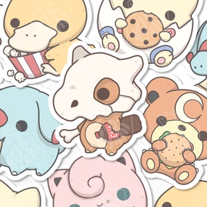 Cute Poké Snack Stickers, Kawaii Poke Food Stickers