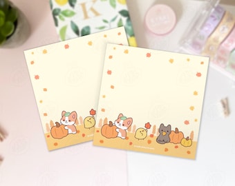 Autumn Corgi and Friends Memo Pad, Cute Fall Memo Pads