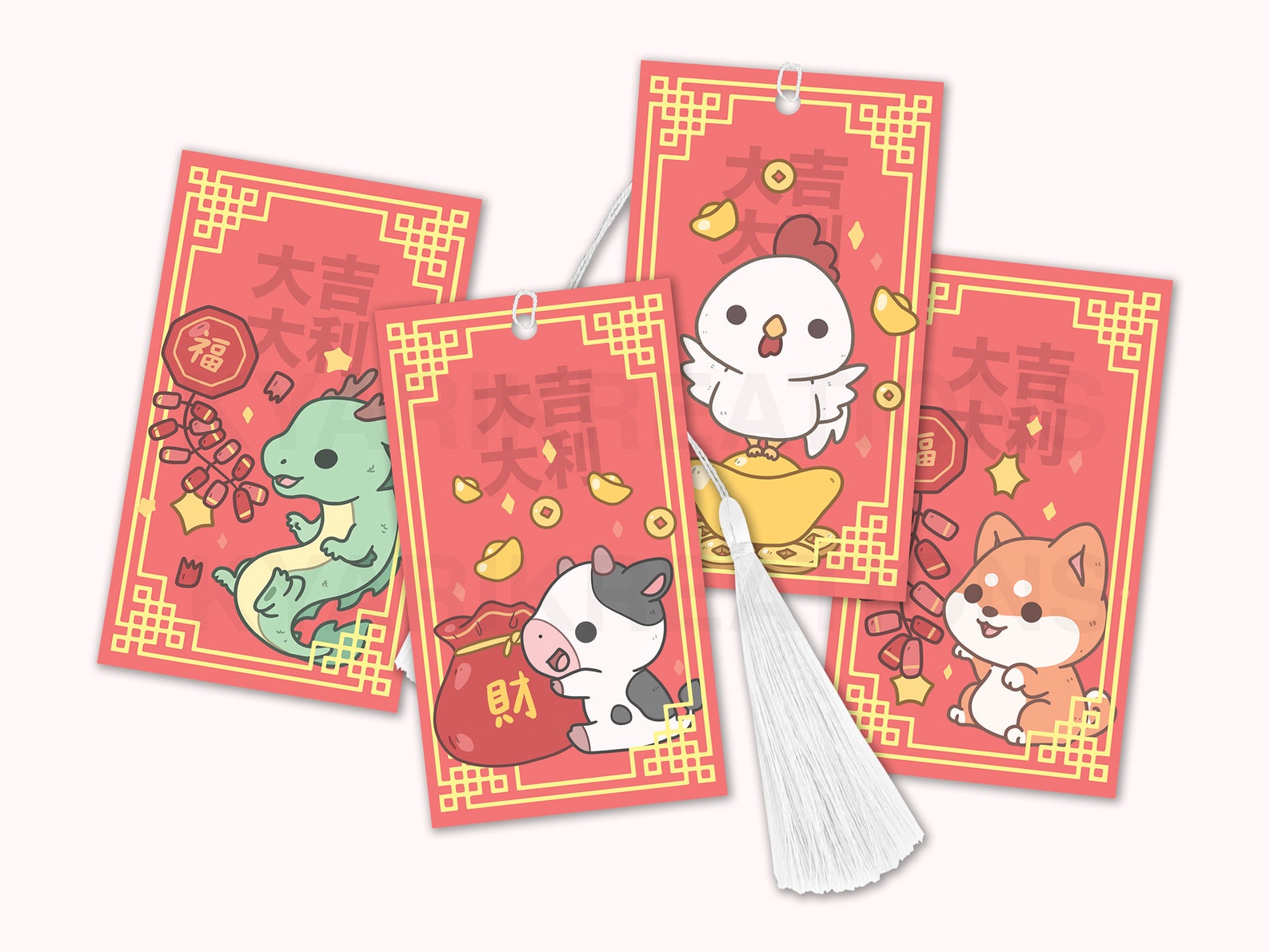 Lunar New Year Bookmarks Year of the Tiger 2022 Chinese | Etsy UK