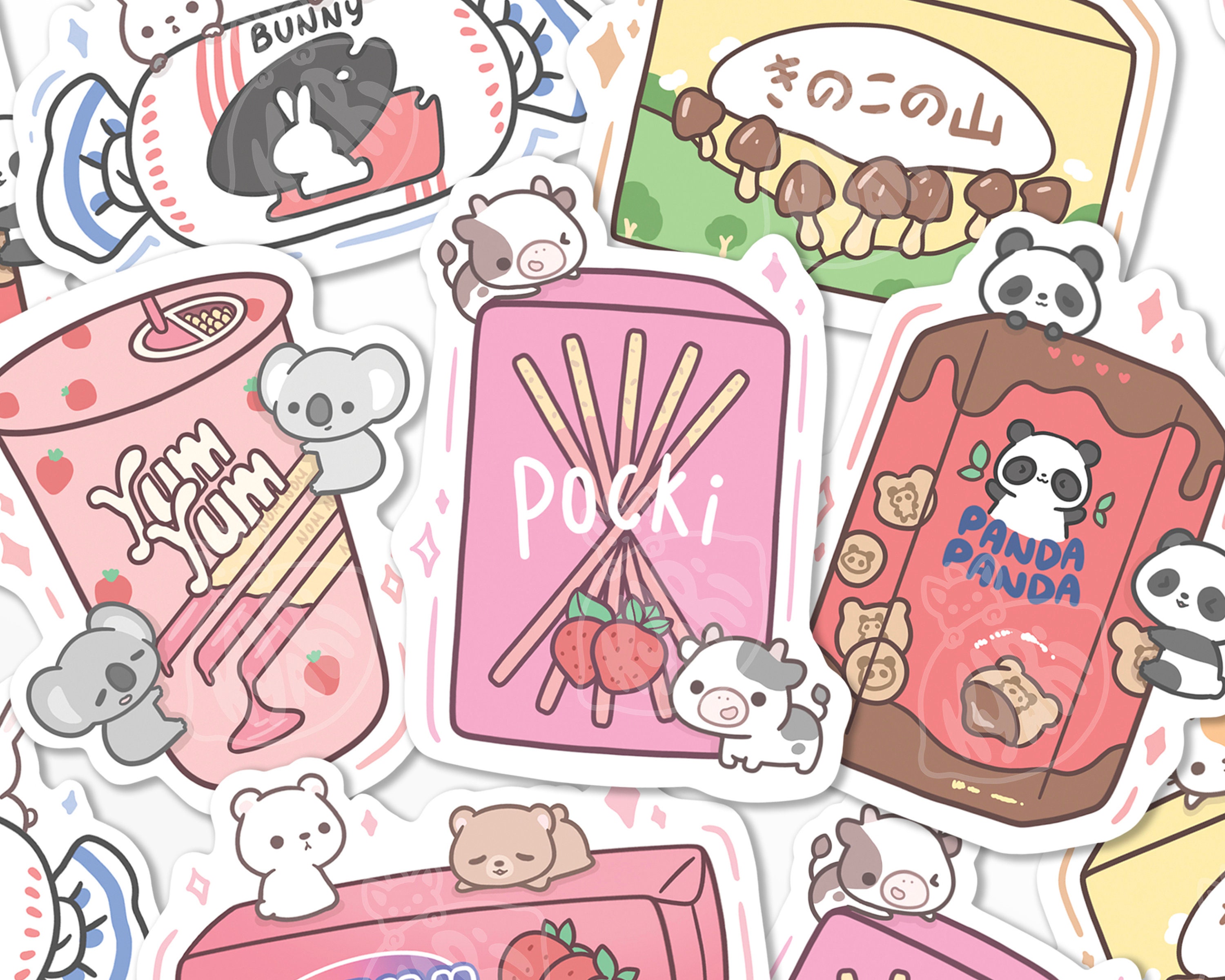 Kawaii Kpop Toploader Deco Stickers, Pixel Bunny Stickers, Tulip