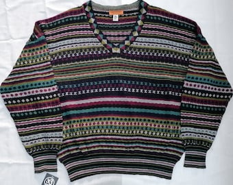 Missoni Vintage Cardigan With Chevron Pattern 90s | Made in Missoni Vintage Cardigan With Chevron Pattern 90s | Made in