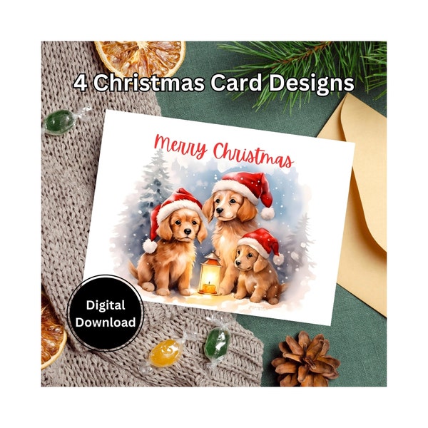 Puppy Christmas Card Bundle Puppies Holiday Card Cute Puppy Greeting Card Dog Lover Christmas Card Cute Holiday Puppy Card Doggie Christmas