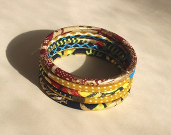 Multicolor and gold african loincloth bangles for women