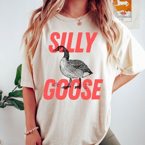 Dumme Gans T-Shirt, lustig trendig, übergroß, Geschenke, Komfortfarben, Gänse-Witz-Wortspiel seltsame Vintage-Art-Zeichnung