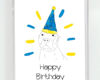 Pit Bull Dog Birthday Greeting Card
