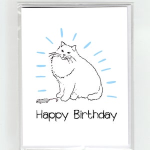 Katze & tote Maus geschenk alles Gute zum Geburtstag Grußkarte, süße lustige Illustration Spaß