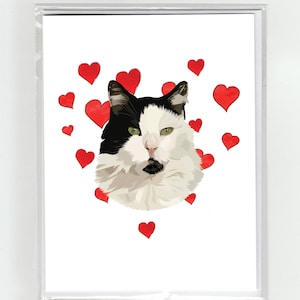 Carte de vœux domestique à poil long, chats drôles de chiens Illustration à l’aquarelle Dessin Original Mignon Amour Valentine