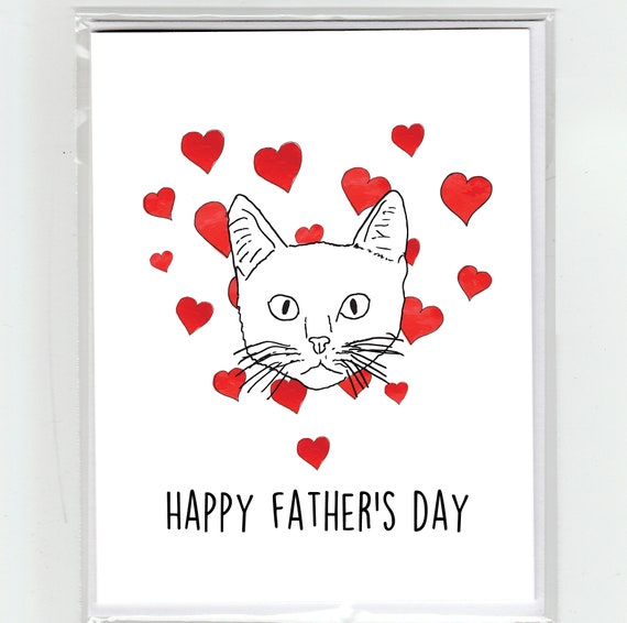 Bonne Fete Des Peres Chat Coeurs Carte De Voeux Dessin Ligne Etsy Bonne Fete Des Peres Chat Coeurs Carte De Voeux Dessin Ligne Etsy