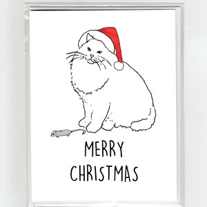 Cat & Dead Mouse Geschenk Frohe Weihnachten Aquarell Grußkarte Katzen Lustige Niedliche Party Meme Witz