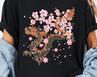 Cherry Blossom Dragon T Shirt, Cherry Blossoms, Sakura Flowers, Trendy, New Year, Japanese, Chinese, Asian