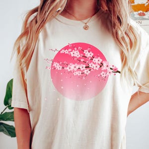 Cherry Blossom Sunset T Shirt, Cherry Blossoms, Sakura Flowers, Trendy, Cute Illustration, Kawaii, Japanese, Chinese, Asian