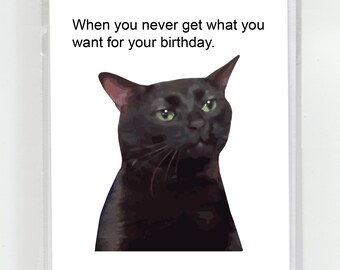 Zoned Out Cat Meme Tarjeta de cumpleaños Viral Broma divertida Goofy Peculiar Juguetón