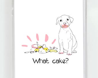 Puppy Destroyed Birthday Cake Greeting Card