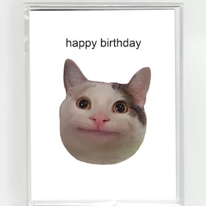 Happy Cat Meme Biglietto di buon compleanno Scherzo divertente divertente virale