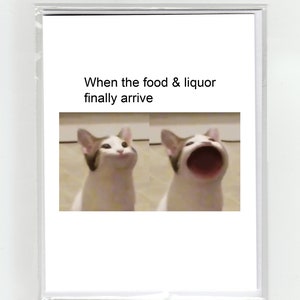 Popcat Cat Meme Biglietto di buon compleanno virale scherzo divertente sciocco eccentrico giocoso