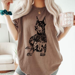 Comfort Colors Doberman Drawing T Shirt, Trendy, Oversized, Gift For Her, Big Dog, Dog Mom, Dog Dad, Gift For Dog Lovers