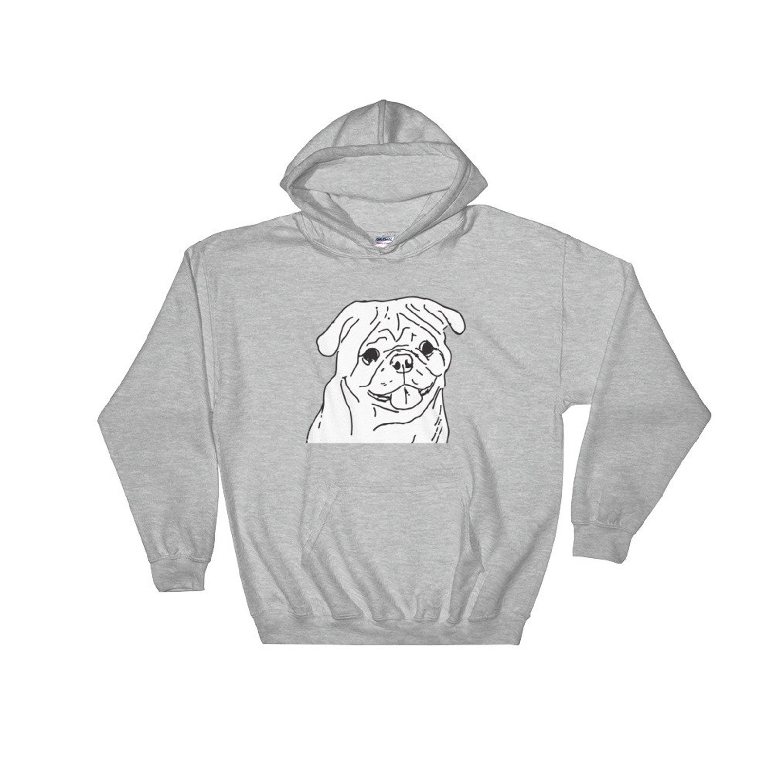 Pug Dog Drawing Hoodie Line Art Sweatshirt Art - Etsy