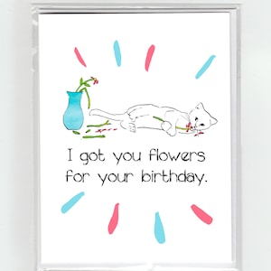 Bad Kitty & Flores Cumpleaños Tarjeta de Felicitación