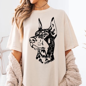 Comfort Colors Doberman Head Drawing T Shirt, Trendy, Oversized, Gift For Her, Big Dog, Dog Mom, Dog Dad, Gift For Dog Lovers