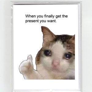 Tarjeta De Cumpleaños Meme Gato Llorando Viral Gracioso