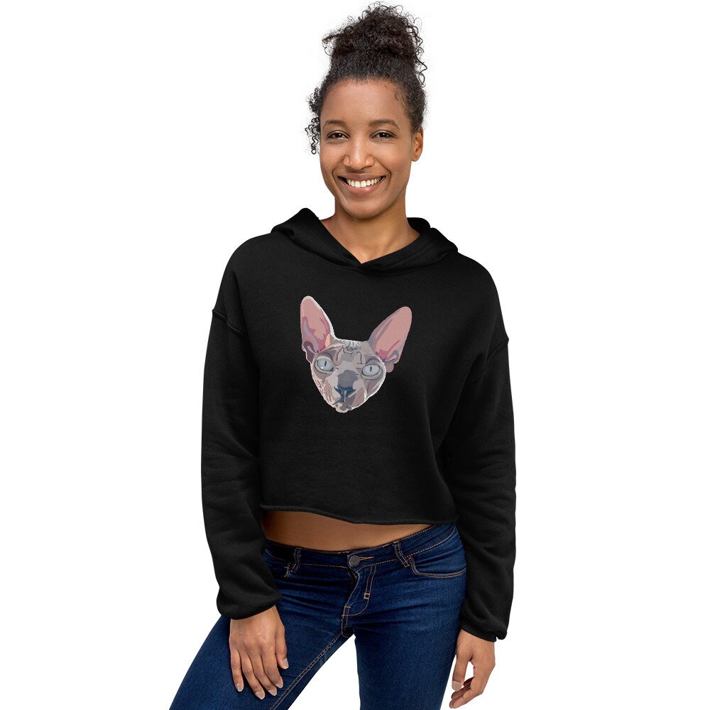 Sphynx Cat Cropped Hoodie the Bad Kitty Co Pet Pets Etsy