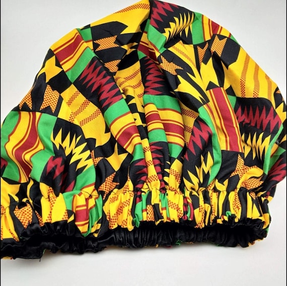 Adult Kente Pattern Bonnet Cap