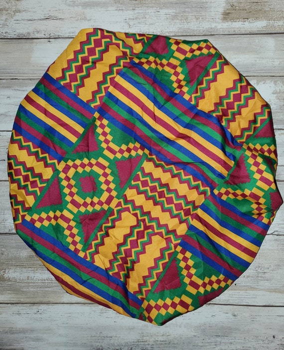 Adult Kente Pattern Bonnet Cap