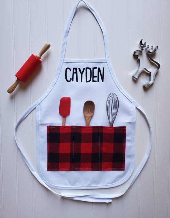 Personalisierte Kinder Schurze In Buffalo Rot Kardiert Etsy