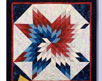 Red, White and Blue Spiral Star PDF Quilt Pattern