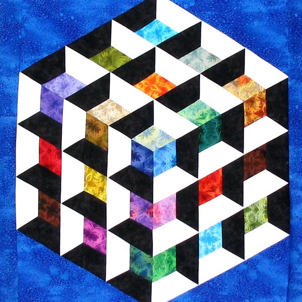 Patrón de edredón PDF cubo arcoíris