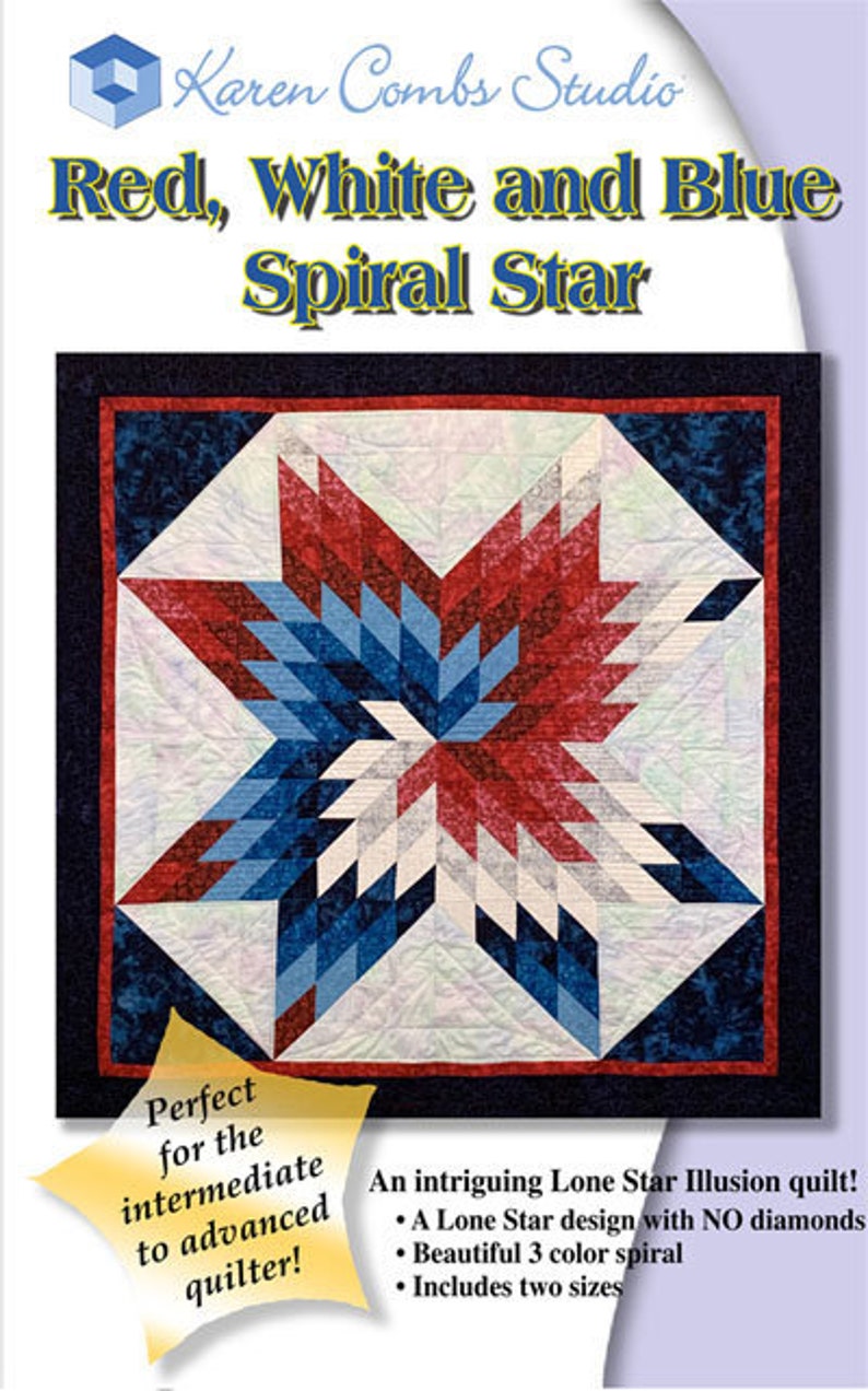 Red, White and Blue Spiral Star PDF Quilt Pattern image 1