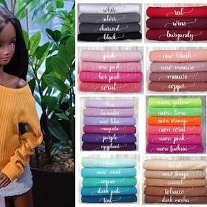 Pre-Order- Over Sized/Off- Shoulder Rib Knit Sweater for Smart Dolls- Choose Color- Made to Order