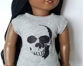 Glitter Broken Skull  -Graphic Tee for 18-19.5  inch Dolls such as American Girl Dolls, GOTZ and HerStory