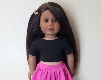 Short Sleeve Crop Top for 18 inch dolls such as American Girl Dolls- Choose Color- Made to Order
